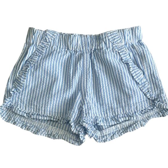 CREWCUTS Girls Seersucker Ruffle Shorts Size 7 - Picture 1 of 4
